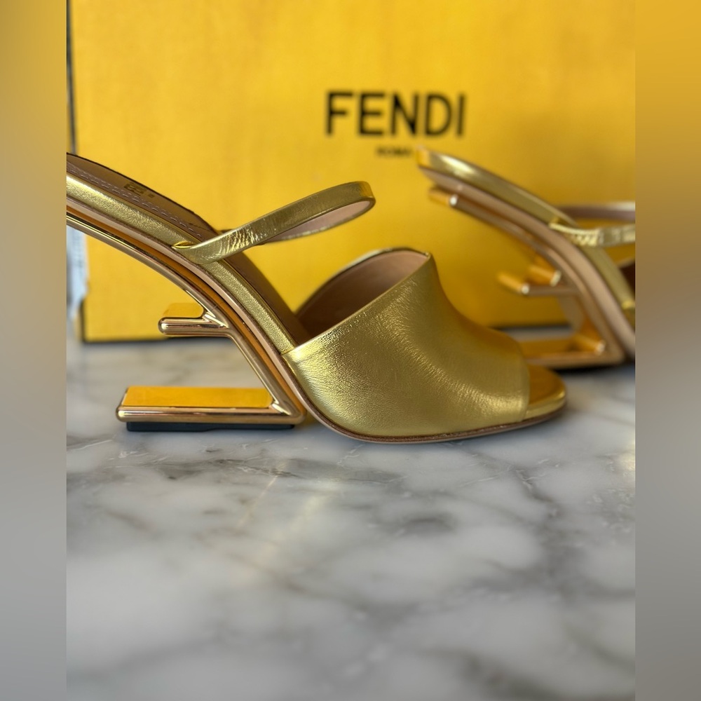 🔥🔥SOLD 🔥🔥Fendi First Gold F heel size 36 Never worn sandals mule slide pump
